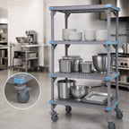 Thumbnail image #3 for Quantum Millenia QPM183686VS-4 Mobile Polymer Shelving Starter Unit, 36 x 18 x 86 Inches, 4 Open Grid Shelves, Gray