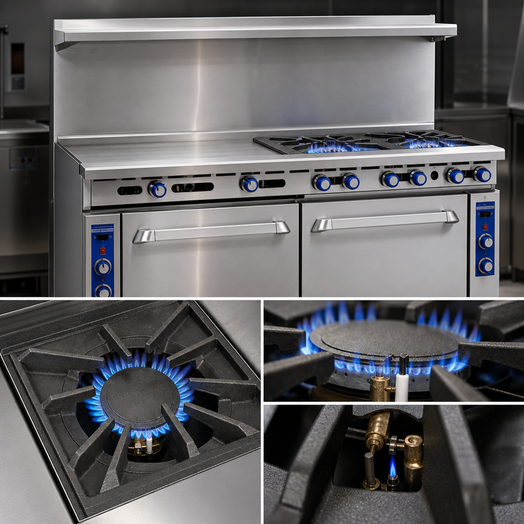 Product image #3 for Imperial Pro Series 72-Inch Gas Restaurant Range with 2 Open Burners, 60-Inch Griddle, and 2 Standard Ovens