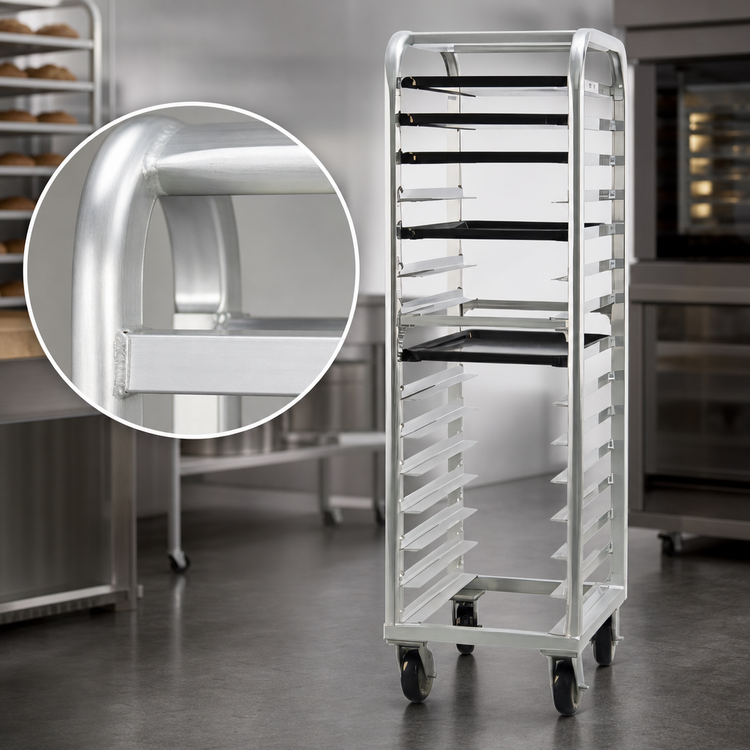 Product image #3 for New Age Lifetime Series Aluminum End-Loading Bun Pan Rack, 15 Pan Capacity, 73 Inch High, with Casters