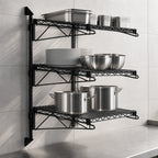 Thumbnail image #3 for Quantum WC54-CB1824BK Wall-Mounted Cantilever Starter Unit with 3 Wire Shelves, Black Antimicrobial Epoxy Finish