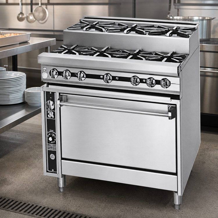 Product image #3 for Titan JTRHE-4-3-36 Heavy Duty 36-Inch Gas Range with 4 Open Burners, 3 Step-Up Burners, and Standard Oven