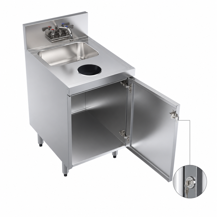 Product image #3 for Krowne Royal Series Underbar Waste Sink Unit with Cabinet Base, 18 Inch W x 24 Inch D, 14 x 10 x 10 Sink, Electronic Faucet