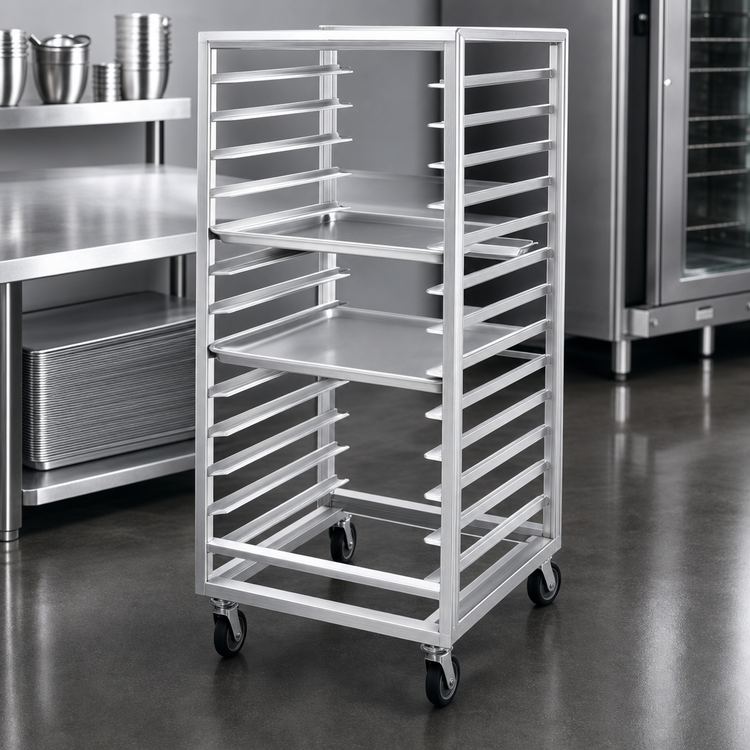 Product image #3 for Channel Manufacturing 410A-DOR Standard Heavy-Duty Double-Section Side-Loading Aluminum Bun Pan Rack, No Lift