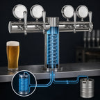 Thumbnail image #3 for Micro Matic USA Metropolis METRO-T-4PSSKR-M 4-Faucet Glycol-Cooled Countertop Draft Beer Tower, Polished Stainless Steel, Illuminated Medallions