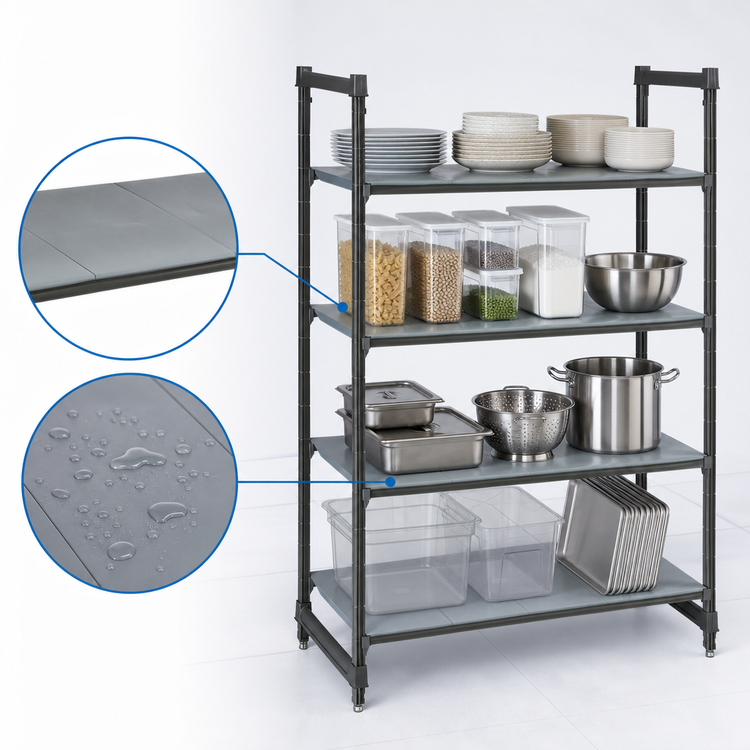 Product image #3 for Cambro Camshelving Basics Plus 4-Tier Solid Stationary Starter Unit, 24 x 60 x 64 Inches, Brushed Graphite