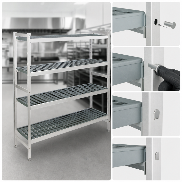 Product image #3 for Fermostock 4-Tier Starter Polymer Shelving Unit, 66 Inch H x 47 Inch W x 22 Inch D, Gray