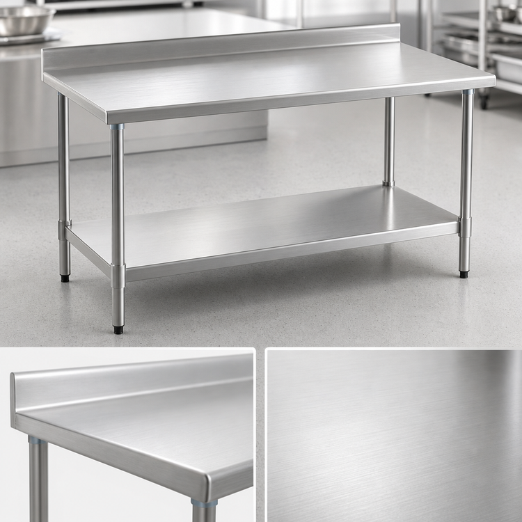 Product image #3 for BlendPort Deluxe Series Stainless Steel Backsplash Work Table with Adjustable Undershelf, 84-Inch W x 30-Inch D