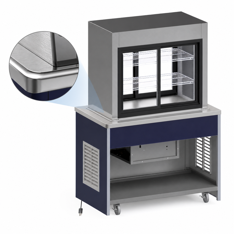 Product image #3 for Atlas Metal INFPT-3 Mobile Cold Food Pass-Through Unit with Refrigerated Display Case