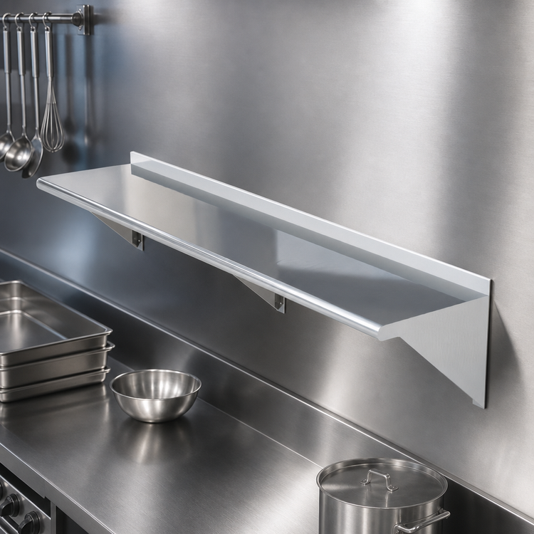 Product image #3 for Sapphire Manufacturing 120-Inch x 16-Inch Wall-Mounted Stainless Steel Shelf