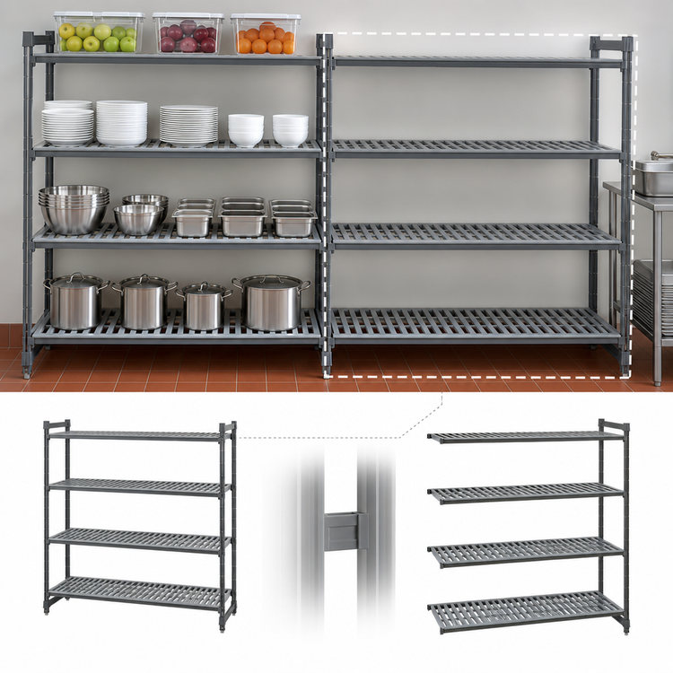 Product image #3 for Cambro Camshelving Basics Plus 4-Tier Vented Add-On Shelving Unit, 18 x 54 x 64 Inches, Brushed Graphite