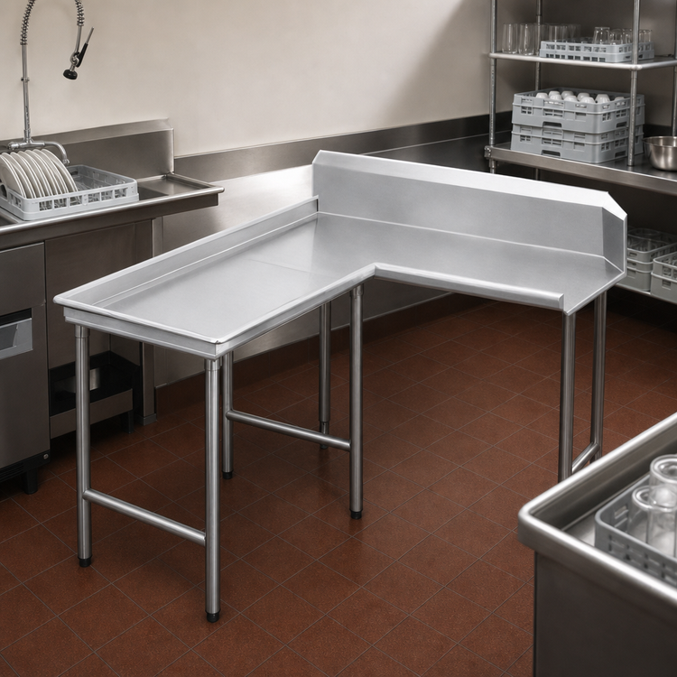 Product image #3 for Advance Tabco DTC-G70-48L Left-Hand Island-Clean L-Shaped Dish Table, 47-Inch Long