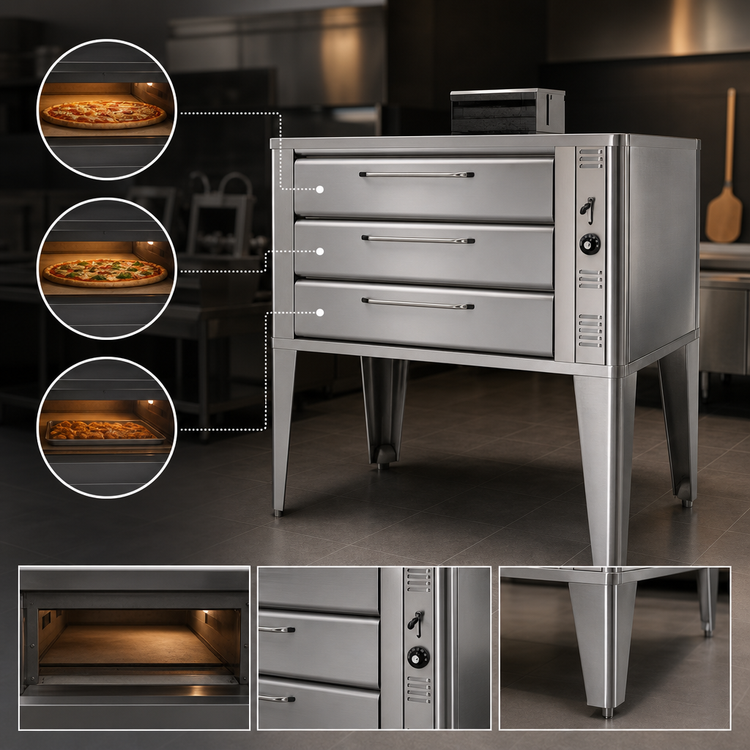 Product image #3 for Blodgett 3-Deck Gas Pizza Oven with 33 x 22-Inch Decks and Mechanical Thermostat
