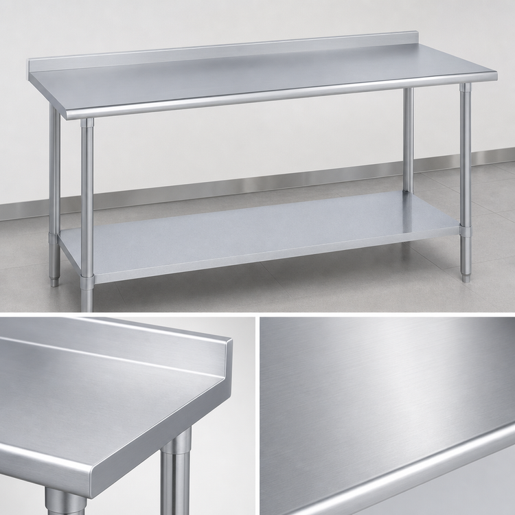 Product image #3 for Duke 30 Inch x 24 Inch Stainless Steel Work Table with 1-1/8 Inch Straight Riser and Galvanized Undershelf