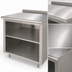 Thumbnail image #3 for Advance Tabco 144-Inch W x 24-Inch D Stainless Steel Work Table with Open Front Cabinet Base, Fixed Mid-Shelf, and 1-1/2-Inch Rear Up-Turn