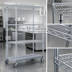 Thumbnail image #3 for Eagle Group QuadTruss DS4-CP74-2448Z Mobile 4-Tier Wire Shelving Starter Unit with Dunnage Shelf, 48 x 24 x 79 Inches, Zinc Finish