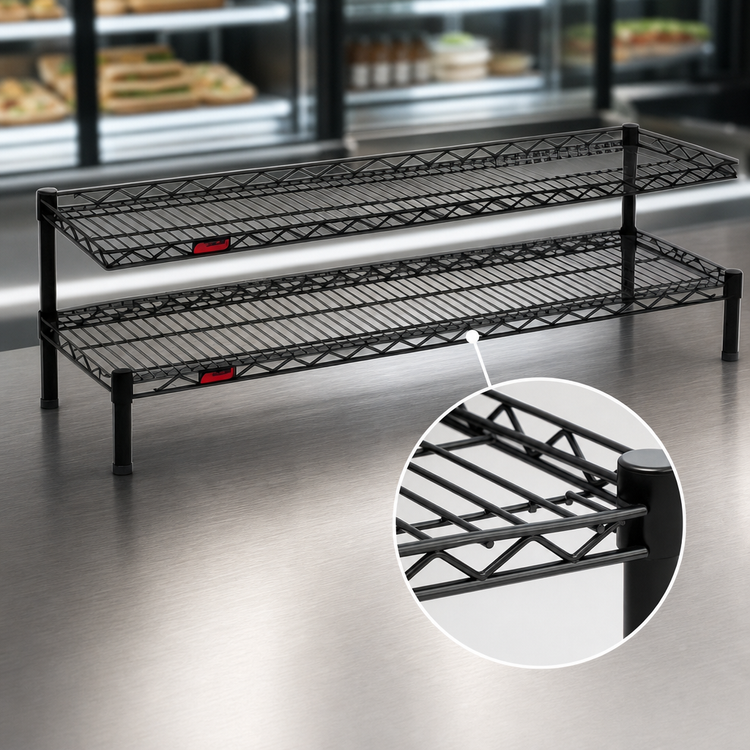 Product image #3 for Eagle Group QuadTruss 2-Tier Front Case Merchandise Cantilevered Wire Shelving Unit, 48 x 14 x 14 Inches, Black Epoxy
