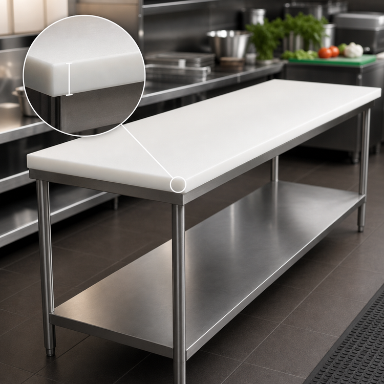 Product image #3 for Advance Tabco Poly-Vance 120" x 24" Poly Top Work Table with Stainless Steel Undershelf