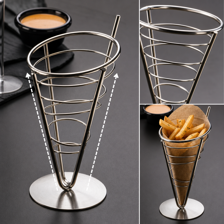 Product image #3 for Ironworks Stainless Steel Conical Single-Cone Serving Basket, 5-Inch Dia. x 9-Inch H