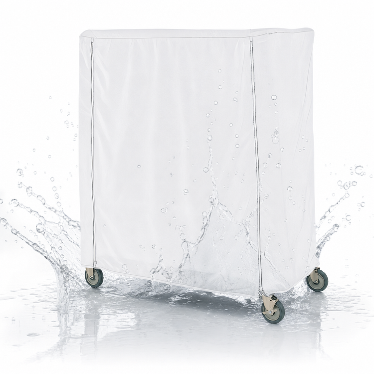 Product image #3 for Metro Waterproof White Queen Mary/Banquet Cart Cover with PVC Zipper, 48 x 21 x 62 Inches