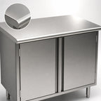 Thumbnail image #3 for Eagle Group Spec-Master CBH2448SE 48 in. x 24 in. Enclosed Stainless Steel Work Table with 2 Hinged Doors, 14-Gauge 304 Top, Rolled Edges