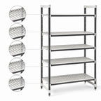 Thumbnail image #3 for Cambro Camshelving® Elements EXU184884V5480 5-Shelf Vented Polymer Shelving Unit, Stationary Starter, 18 x 48 x 84 in, Gray