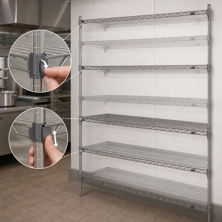 Product image #3 for Metro Super Erecta Super Adjustable Chrome Plated Add-On Wire Shelving Unit, 60"W x 18"D x 74"H, 5 Shelves