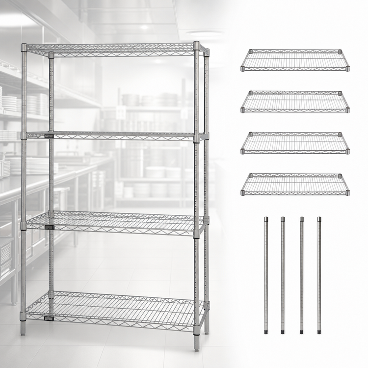 Product image #3 for Quantum 4-Shelf Wire Shelving Starter Kit, 42 x 18 x 54 Inch, 304 Stainless Steel