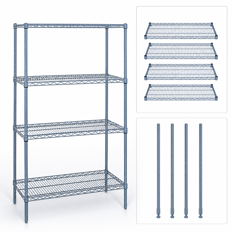 Product image #3 for Quantum 72"W x 30"D x 74"H Gray Epoxy Antimicrobial Wire Shelving Starter Kit