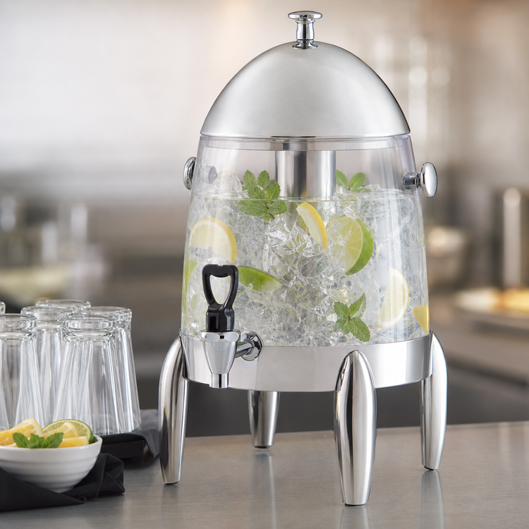 Product image #3 for Winco 3-1/8 Gallon Clear Polycarbonate Beverage Dispenser with Stainless Steel Lid and Ice Core
