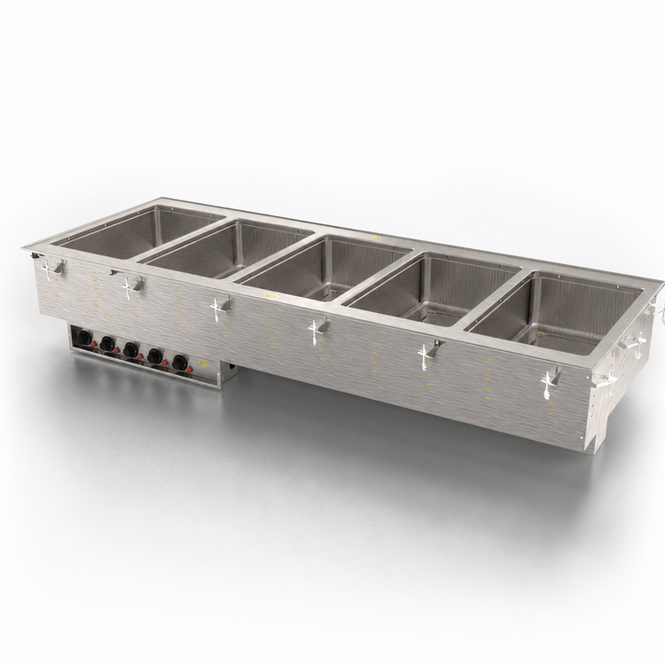 Product image #3 for Vollrath Five-Well Drop-In Hot Food Well, 5 Full-Size Pans, Thermostatic, Wet Operation, 208V