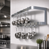 Thumbnail image #3 for Commercial Wall-Mounted Double-Bar Stainless Steel Pot Rack with 12 Double Hooks