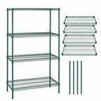 Thumbnail image #3 for Quantum WR74-2130P 4-Shelf Wire Shelving Starter Kit, 30"W x 21"D x 74"H, Green Epoxy Coated