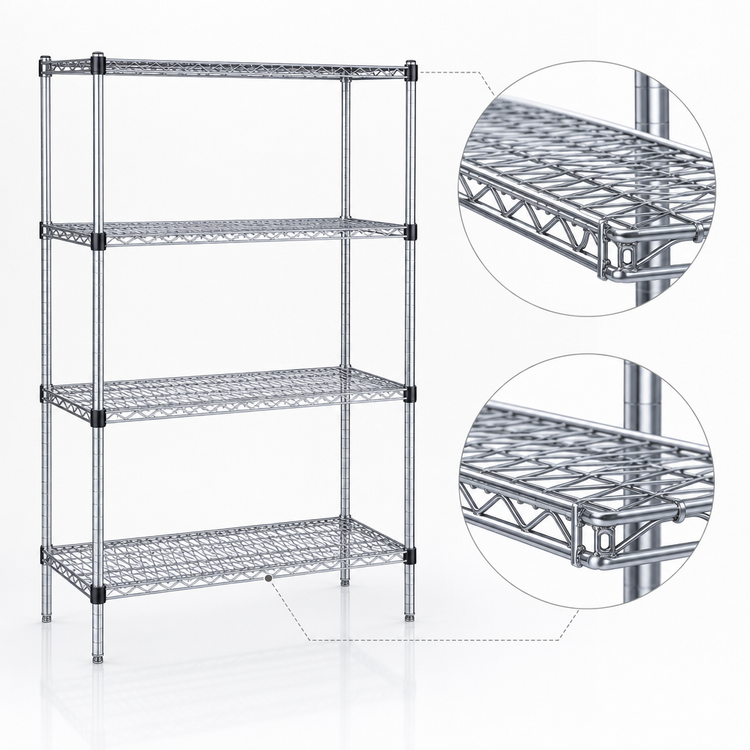 Product image #3 for Add-A-Shelf 4-Tier Stationary Wire Shelving Starter Unit, 36W x 18D x 74H, Chrome Finish