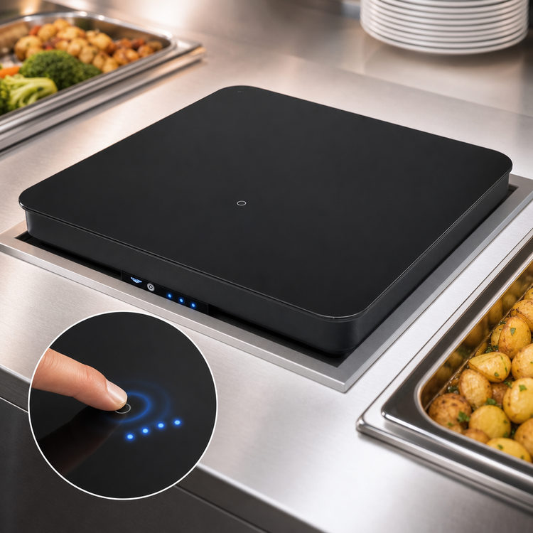 Product image #3 for Mirage® 16-Inch x 23-Inch Drop-In Full-Size Induction Buffet Warmer with Black Tempered Ceramic Glass Top
