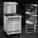 Thumbnail image #3 for Imperial (Middleby) Pro Series IR-2-G12 24-Inch Combination Gas Range with 2 Open Burners, 12-Inch Griddle, and Space Saver Oven