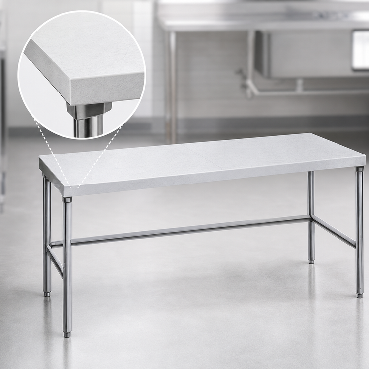 Product image #3 for Advance Tabco Poly-Vance Poly Top Work Table, 84"W x 30"D, 5/8" Thick, Stainless Steel Base