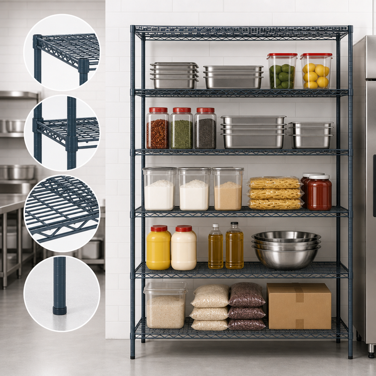 Product image #3 for Mixrite 36-Inch x 18-Inch Wire Shelving Unit with 5 Shelves and 86-Inch Posts, Slate Gray Epoxy