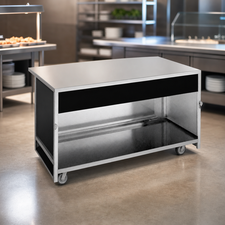 Product image #3 for Atlas Metal Mobile Modular Utility Serving Counter with Stainless Steel Top and Open Cabinet Base