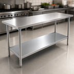 Thumbnail image #3 for Eagle Group Budget Series T3672SB 72 x 36-Inch 430 Stainless Steel Work Table with Adjustable Undershelf, Open Base