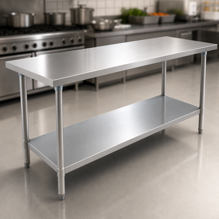 Product image #3 for Eagle Group Budget Series 72-Inch x 36-Inch Stainless Steel Top Work Table with Adjustable Undershelf