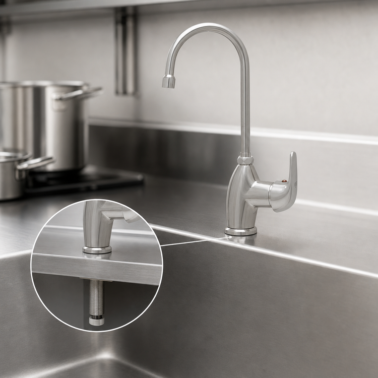 Product image #3 for EverSteel Commercial Stainless Steel Single-Hole Deck Mount Single-Lever Faucet with 6-Inch Swing Nozzle
