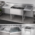 Thumbnail image #3 for Advance Tabco 2-Compartment Fabricated Stainless Steel Sink with Left and Right Drainboards, 78 Inch Long