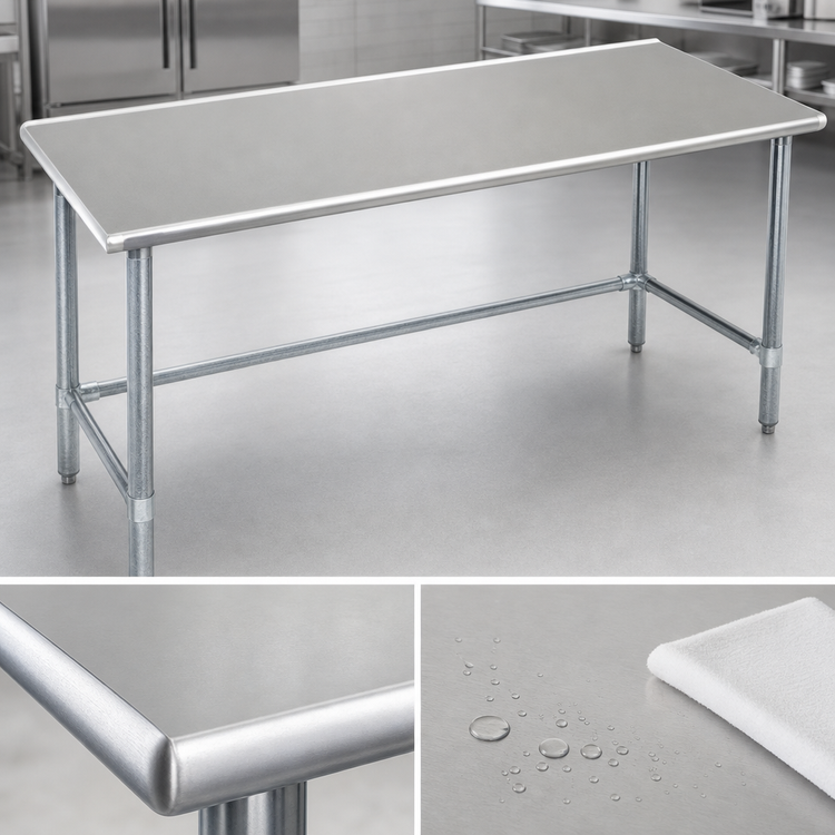 Product image #3 for Spec-Master 48" x 48" Flat Top 14-Gauge 304 Stainless Steel Work Table with Galvanized Base