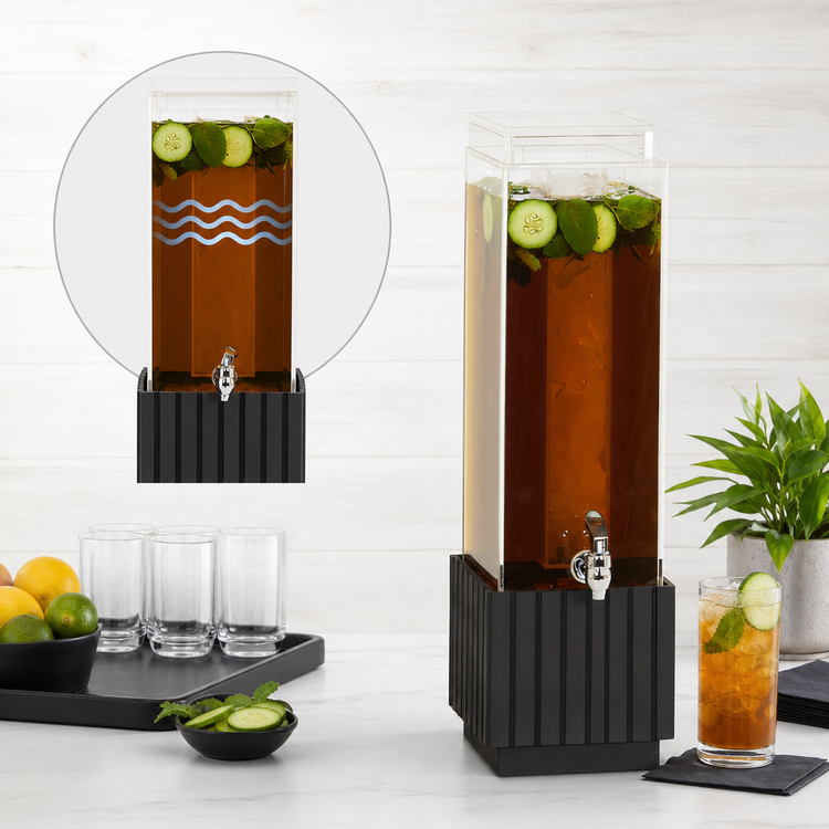 Product image #3 for Cal-Mil Brooklyn Ribbed Square Ice Beverage Dispenser, 3 Gallon Polycarbonate Tank