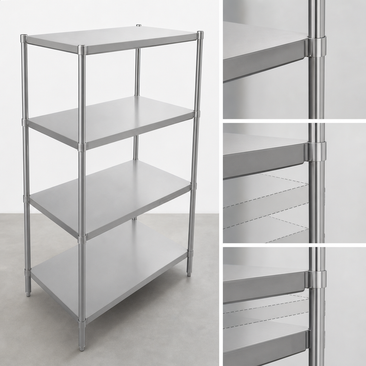 Product image #3 for John Boos Stainless Steel Dry Storage Shelving Unit with 4 Adjustable Shelves, 30 x 18 x 72 Inches