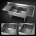 Thumbnail image #3 for Elite 84-Inch Two-Compartment Stainless Steel Sink with Left and Right Drainboards