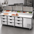 Thumbnail image #3 for Beverage-Air Four-Section Pizza Prep Table with 9 Drawers, 1 Door, and 19-Inch Cutting Board, 119-Inch