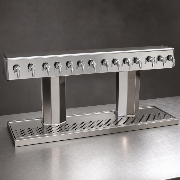 Product image #3 for Glastender 2-Column Countertop Tee Draft Dispensing Tower, 12 Faucets, Glycol-Cooled, Stainless Steel