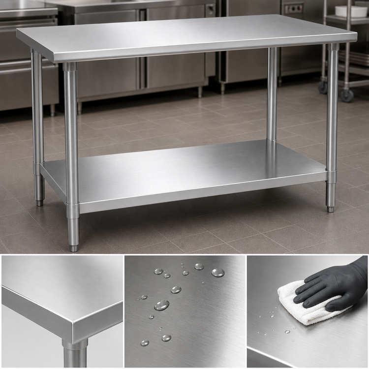 Product image #3 for Eagle Deluxe Series Stainless Steel Work Table with Adjustable Galvanized Undershelf, 84"W x 24"D