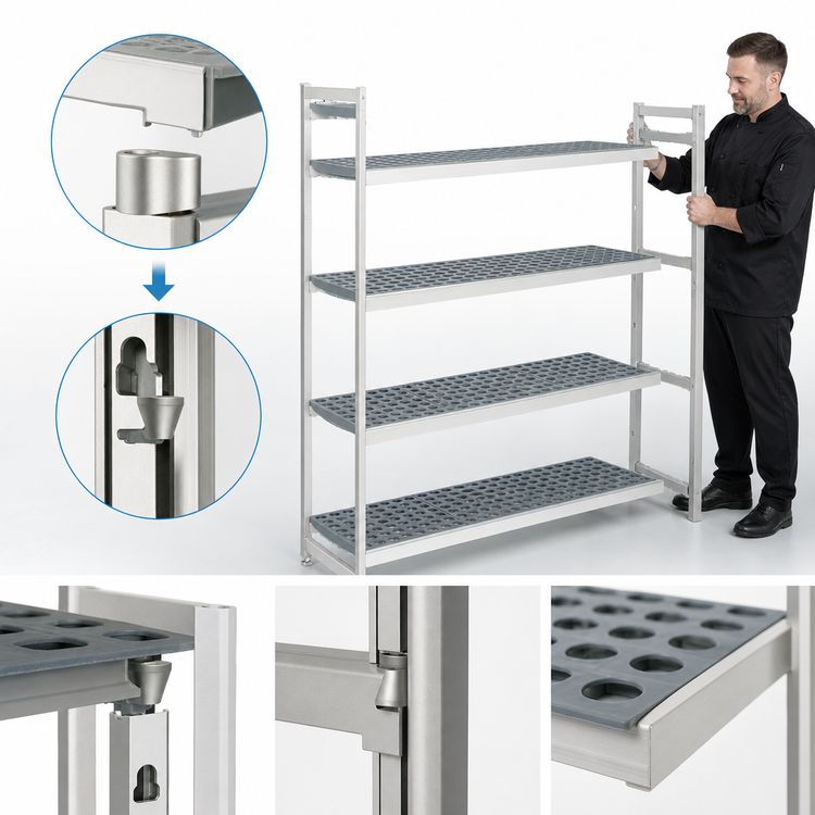Product image #3 for Fermostock 4-Tier Starter Polymer Shelving Unit, 68-Inch W x 14-Inch D x 83-Inch H